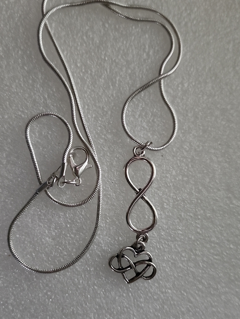 Hand Crafted Silver Infinity & Heart Pendant Necklace